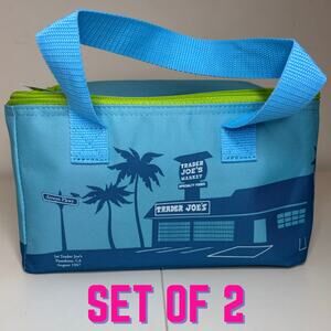 Set of 2 Trader Joe’s Mini  Insulated Cooler Tote Bags Summer 2025 Sea Blue NWT!